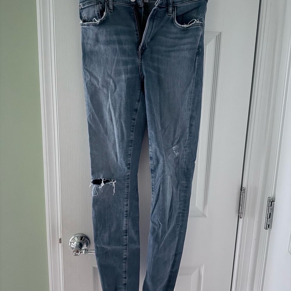 Agolde Women's Ripped Blue Skinny Jeans